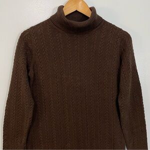 Peruvian Connection Chocolate Brown Turtleneck Sweater Long Dress M
